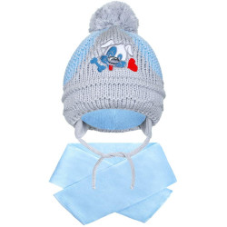 Zimní dětská čepička se šálou New Baby pejsek světle modrá, 104 (3-4r), Modrá