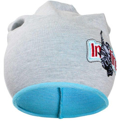 Podzimní dětská čepička New Baby In-line šedo-tyrkysová, 110 (4-5r), Šedá