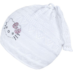 Pletená čepička-šátek New Baby kočička bílá, 104 (3-4r), Bílá