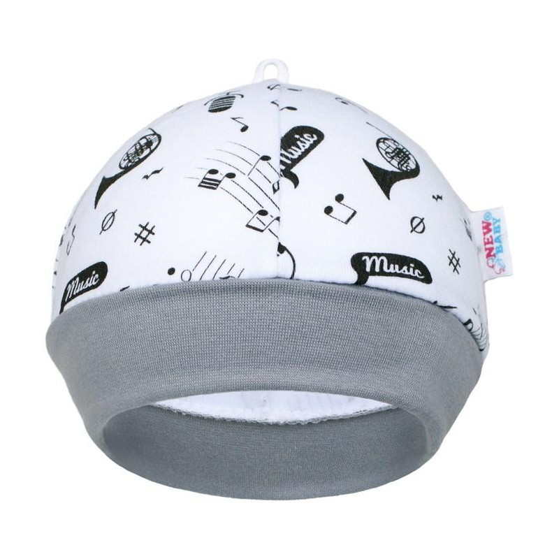 Kojenecká bavlněná čepička New Baby Music, 56 (0-3m), Bílá