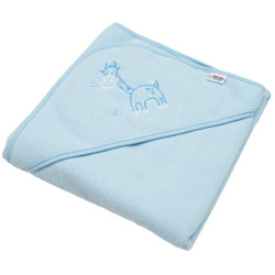 Dětská froté osuška s výšivkou a kapucí New Baby 80x80 modrá žirafka