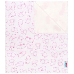 Nepromokavá flanelová podložka New Baby hrošík bílo-růžový