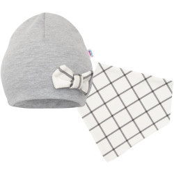 Kojenecká čepička s šátkem na krk New Baby Missy šedá, 74 (6-9m), Šedá