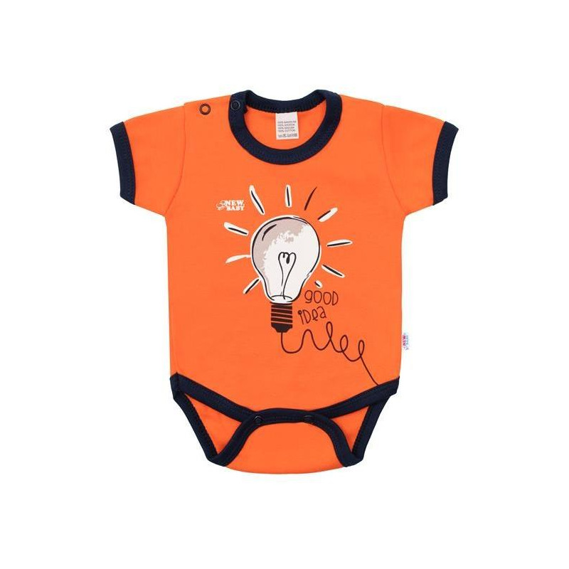 Kojenecké bavlněné body s krátkým rukávem New Baby skvělý nápad, 62 (3-6m), Oranžová
