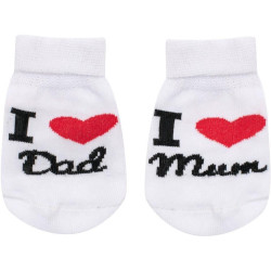 Kojenecké bavlněné ponožky New Baby I Love Mum and Dad bílé, 62 (3-6m), Bílá