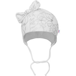 Kojenecká bavlněná čepička s mašličkou New Baby NUNU bílá, 74 (6-9m), Bílá
