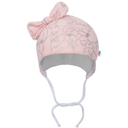 Kojenecká bavlněná čepička s mašličkou New Baby NUNU růžová, 74 (6-9m), Růžová
