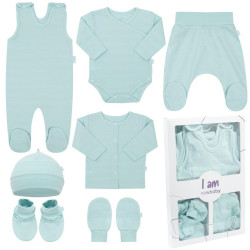 7-dílná kojenecká soupravička do porodnice New Baby I AM modrá, 62 (3-6m), Modrá