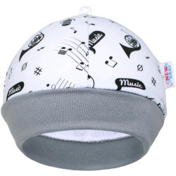 Kojenecká bavlněná čepička New Baby Music, 62 (3-6m), Bílá