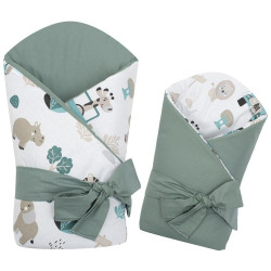 Oboustranná dětská zavinovačka New Baby Safari II 80x80 cm mint