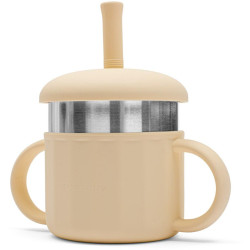 Dětský silikonový hrneček 2v1 New Baby béžový