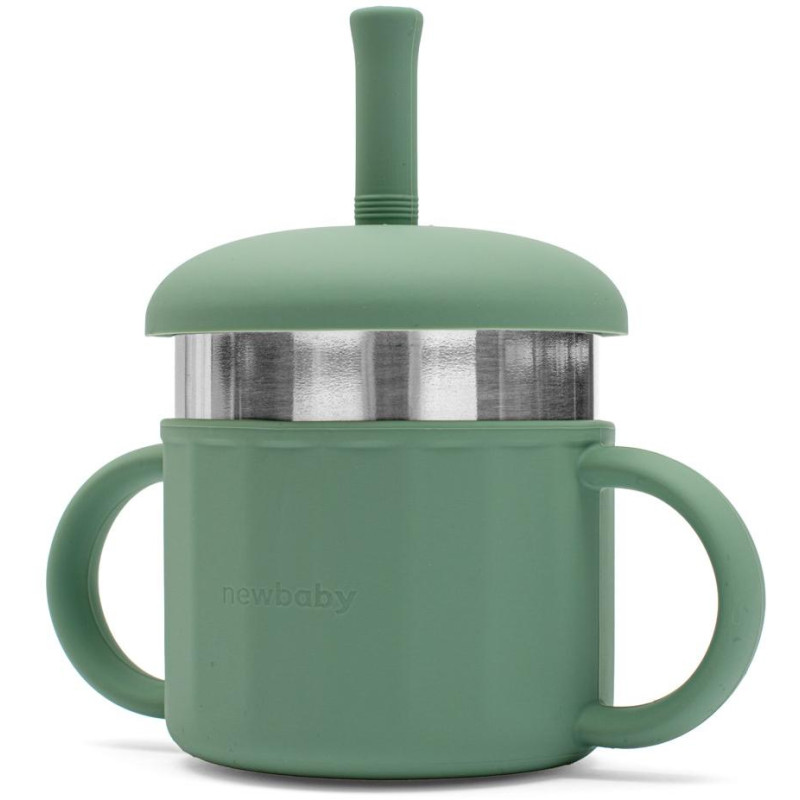 Dětský silikonový hrneček 2v1 New Baby zelený