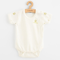 Kojenecké body s krátkým rukávem z organické bavlny New Baby Olivy, 80 (9-12m), Béžová