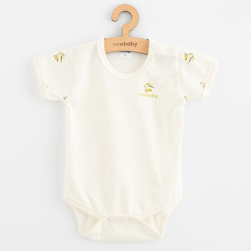 Kojenecké body s krátkým rukávem z organické bavlny New Baby Olivy, 86 (12-18m), Béžová
