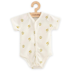 Kojenecké celorozepínací body s krátkým rukávem z organické bavlny New Baby Olivy, 62 (3-6m), Béžová