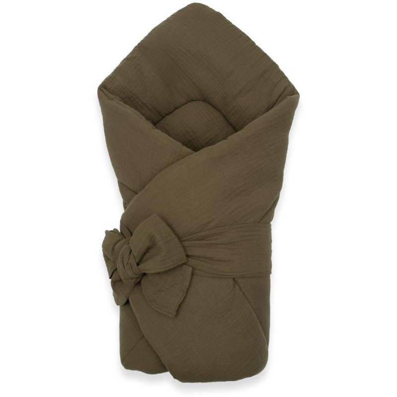 Mušelínová šněrovací zavinovačka New Baby olive