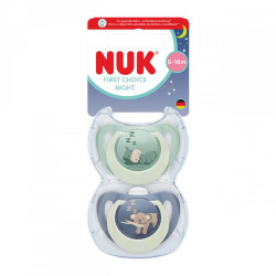 Dudlík NUK First Choice Night 0-6m 2 ks Hippo/Koala