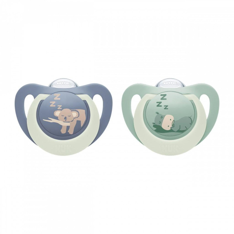 Dudlík NUK First Choice Night 6-18m 2 ks Hippo/Koala
